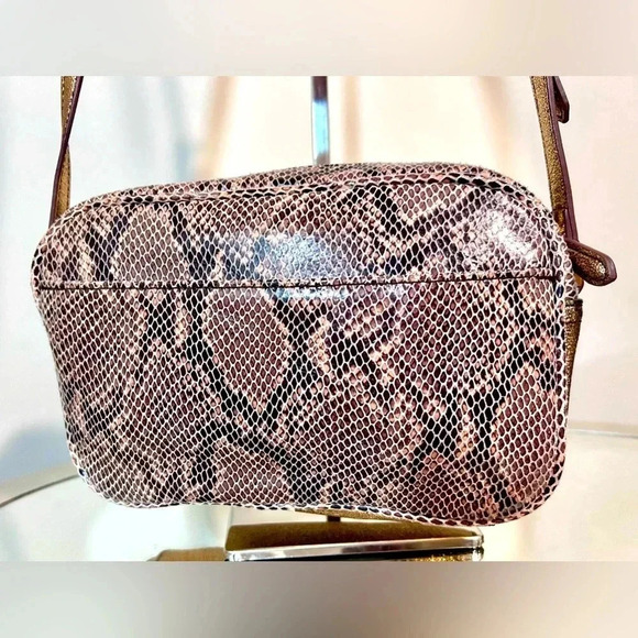 EUC GILI Genuine Leather Snake Print Crossbody Bag With Matching Card Wallet - Picture 3 of 13